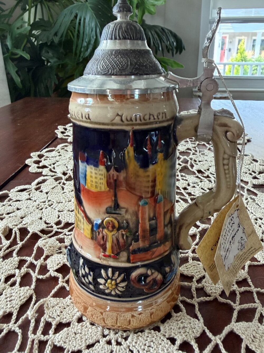 VINTAGE- Beer Stein with Pewter lid Collectible